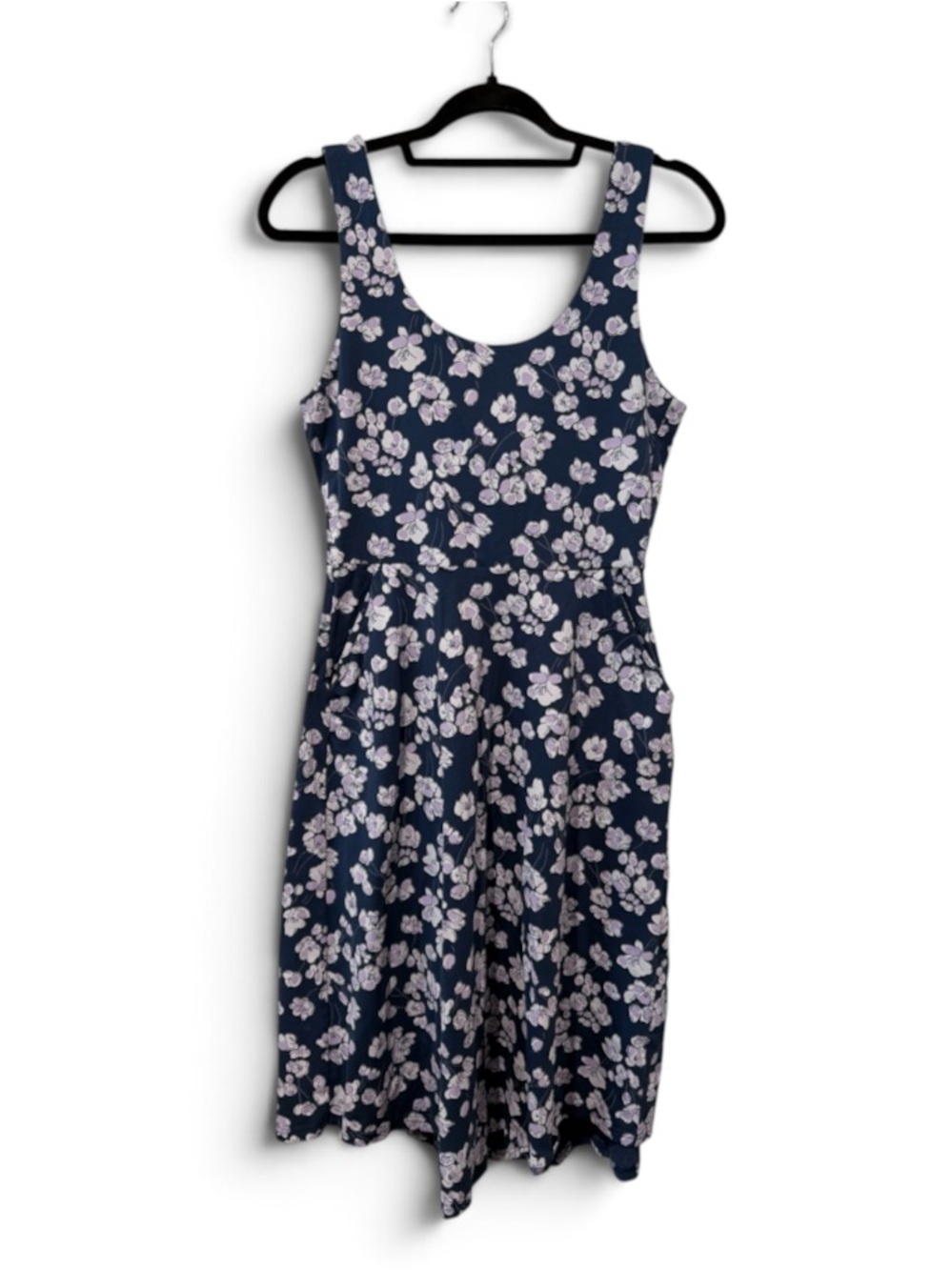 Pact Navy Dress with Lavender Floral Print